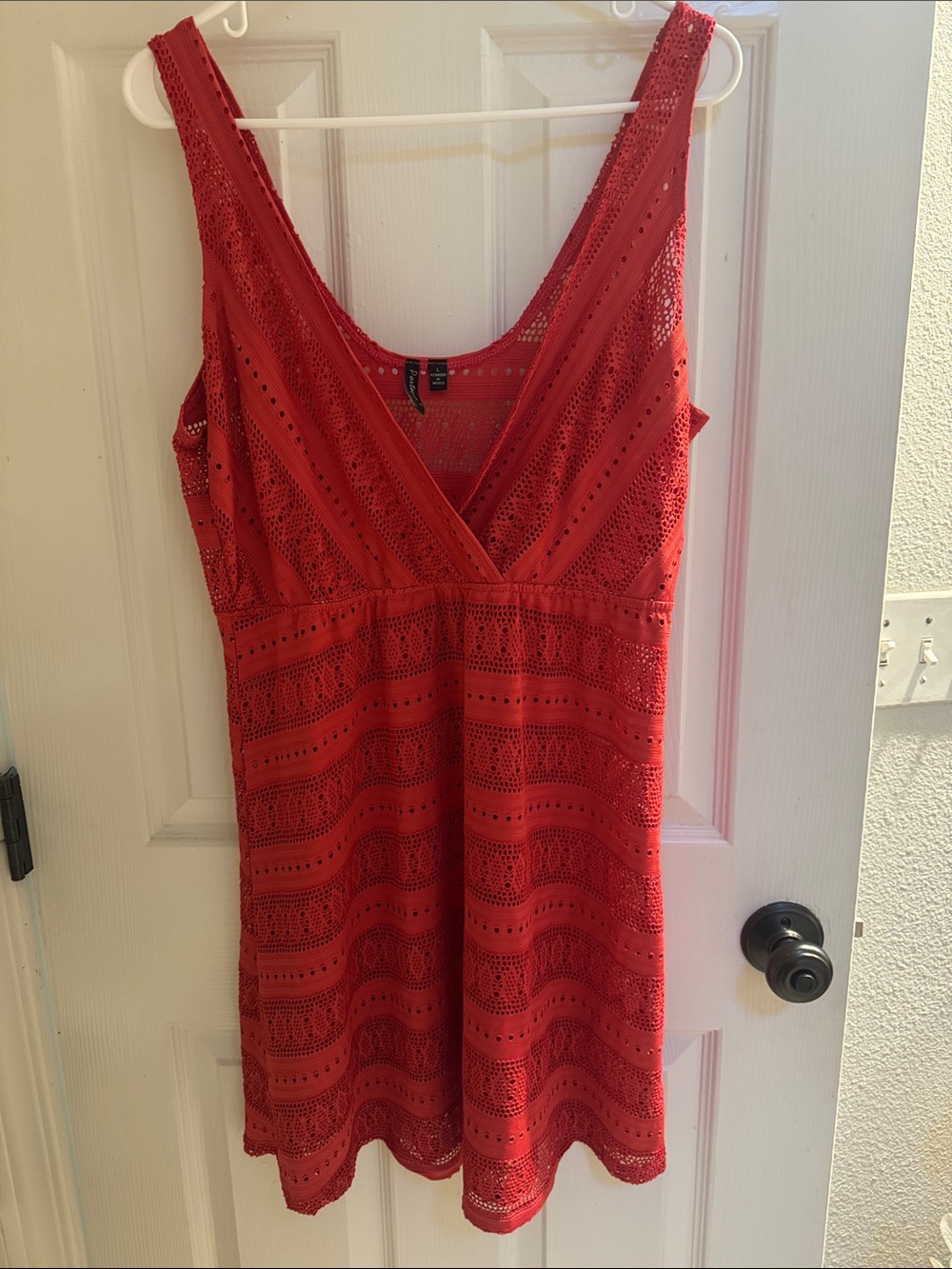Women’s Red Lace Swim Coverup Dress - Unbranded